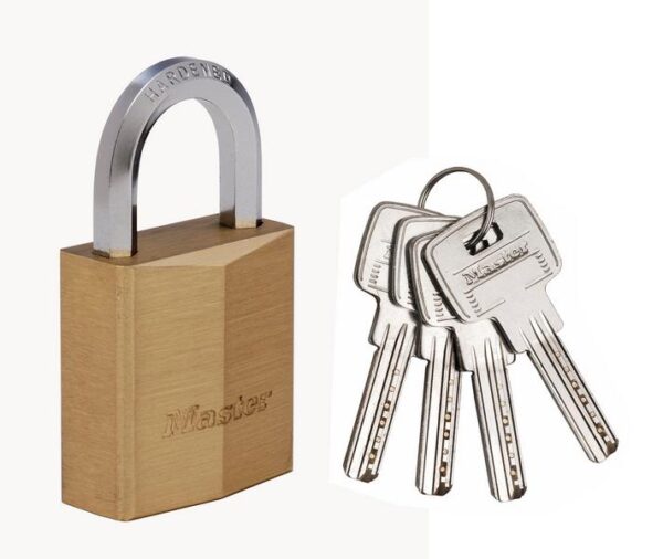Master Lock 1155D High Security Hexagonal Shackle Brass Padlock