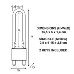 Master Lock 1950EURD 50mm Brass Padlock 1950D - 70 to 155mm Adjustable Shackle - Image 5