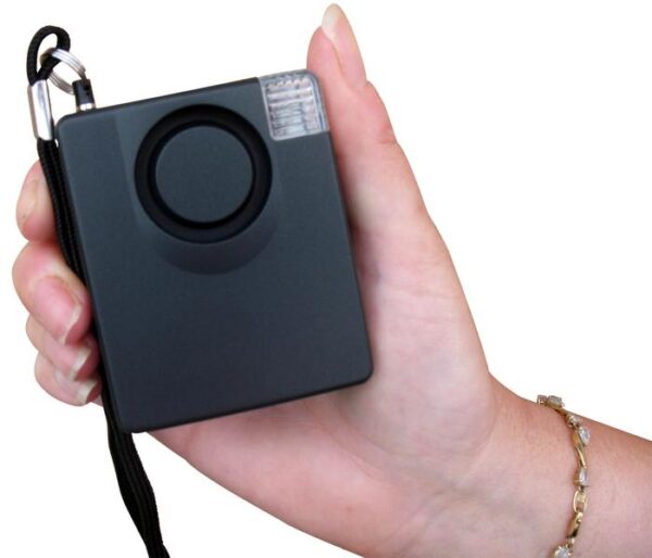 Battery powered Personal Attack Alarm with clip, pull pin & torch