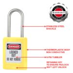 Master Lock S31YLW Thermoplastic Safety Padlock Black, Shackle - Image 3